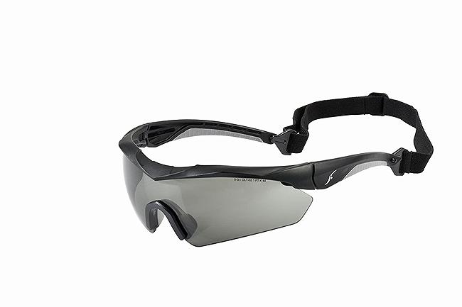 BALLISTIC SUNGLASSES BLACK FRAME-SMOKE/GREY LENSES EN-166 CERTIF.