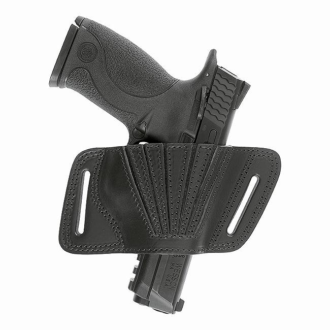 STRIPED LEATHER BELT HOLSTER WITH VELCRO